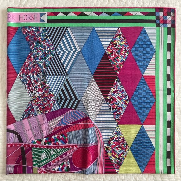NWT Hermes Patchwork Horse Cashmere Silk Shawl Scarf - Picture 10 of 16